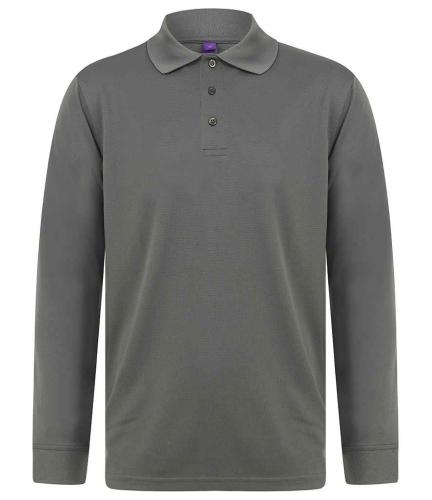Henbury Unisex Long Sleeve Coolplus� Piqu� Polo Shirt - CHA - XS